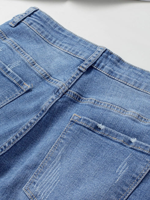 ripped-fringed-denim-shorts-straight-breasted-pant