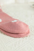 Pink Contrast Heart Print Ribbed Cuff Womens Crew Socks