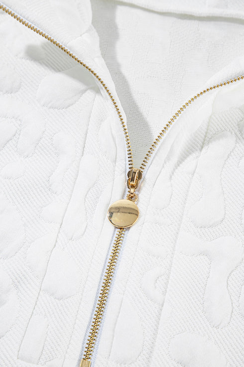 white-leopard-jacquard-quarter-zip-tee-and-shorts-set