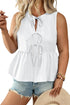 White Plus Size Solid Color Bow Tie Peplum Tank Top
