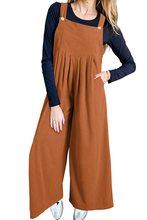 Thai Curry Leopard Bib Wide Leg Jumpsuit