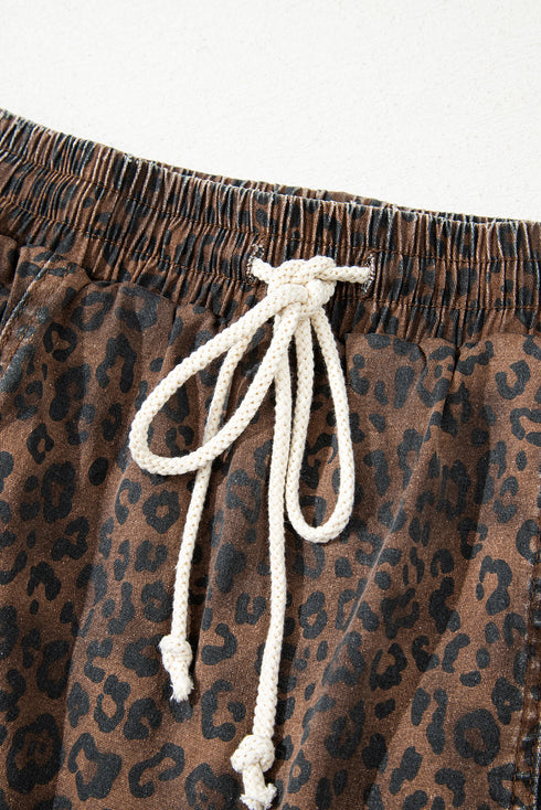 leopard denim skort