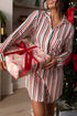 Pink Stripe Christmas Long Sleeve Shirt Style Lounge Dress