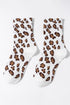 White Leopard Print Polyester Cotton Socks