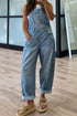 Dusk Blue Adjustable Buckle Barrel Denim Overalls