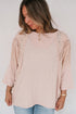 Apricot Pink Floral Lace Eyelet Patchwork Bracelet Sleeve T Shirt