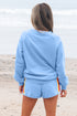 Beau Blue Accent Pullover and Shorts Two Piece Casual Set