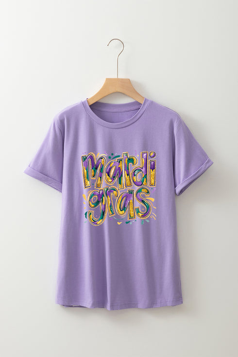 Wisteria mardi gras Cheerful Letter Graphic Tee