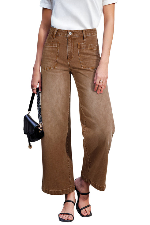 Brown Mimimalist Patch Pocket Womens Shift Jeans