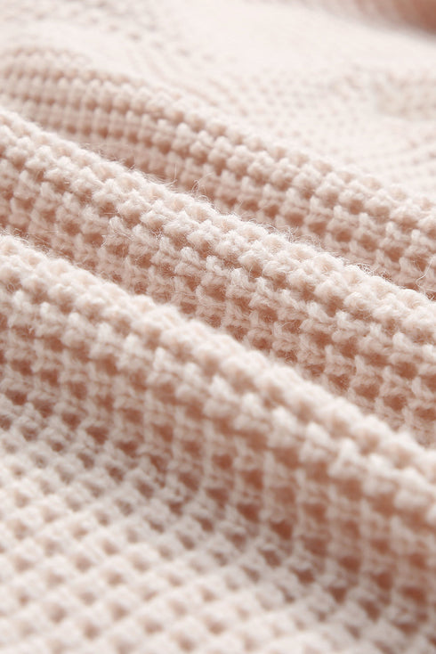 apricot-waffle-knit-buttons-hooded-sweater-with-pocket