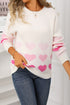 Apricot Drop Shoulder Romantic Heart Pattern Sweater