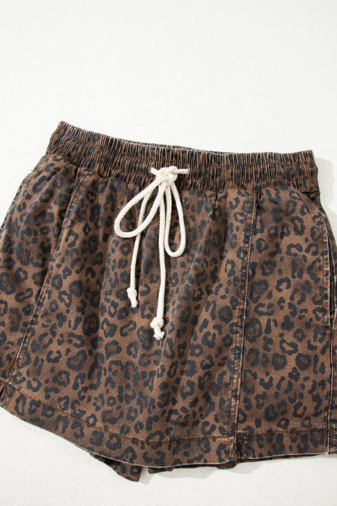 leopard denim skort