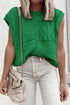 Bright Green Cable Knit Dolman Armholes Sweater Tank