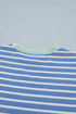 Sky Blue Stripe Contrast Trim Loose Short Sleeve Top