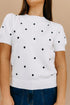 White Elegant Polka Dot Bubble Short Sleeve Sweater