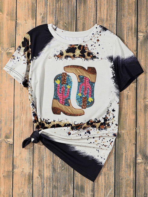 leopard-tie-dye-sequin-cactus-cowboy-boots-graphic-t-shirt