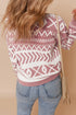 Fushia Abstract Print Pullover Sweater