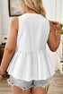 White Plus Size Solid Color Bow Tie Peplum Tank Top