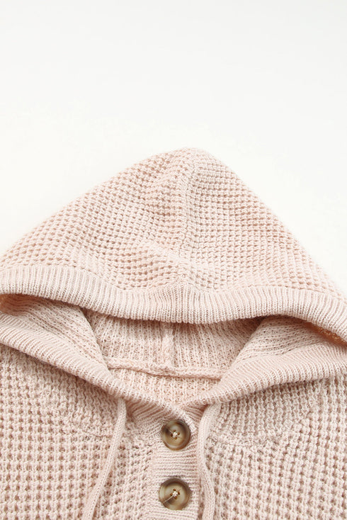 apricot-waffle-knit-buttons-hooded-sweater-with-pocket