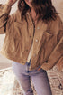 Camel Double Patch Pocket Plus Size Corduroy Jacket