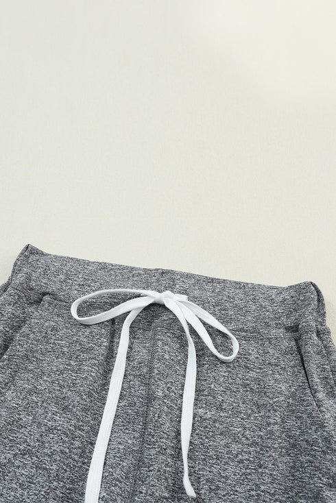 Gray Drawstring Elastic Waistband Pocketed Joggers