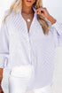 Orchid Petal Striped Shirred Cuff Buttoned Loose Fit Shirt