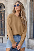 Light French Beige Front Center Seam Drop Shoulder Pullover Solid Sweater