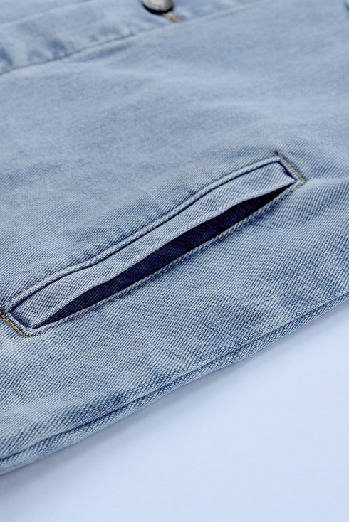 leopard-print-color-block-long-sleeve-lapel-denim-jacket