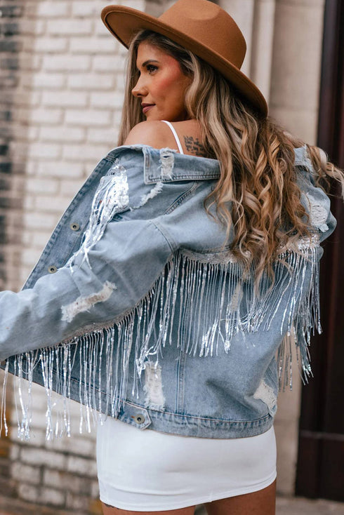 sky-blue-sequin-embellished-fringe-distressed-denim-jacket