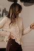 Oatmeal Ruffle Trim Gold Button Sweater Cardigan