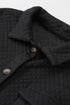 Black Retro Quilted Flap Pocket Button Shacket