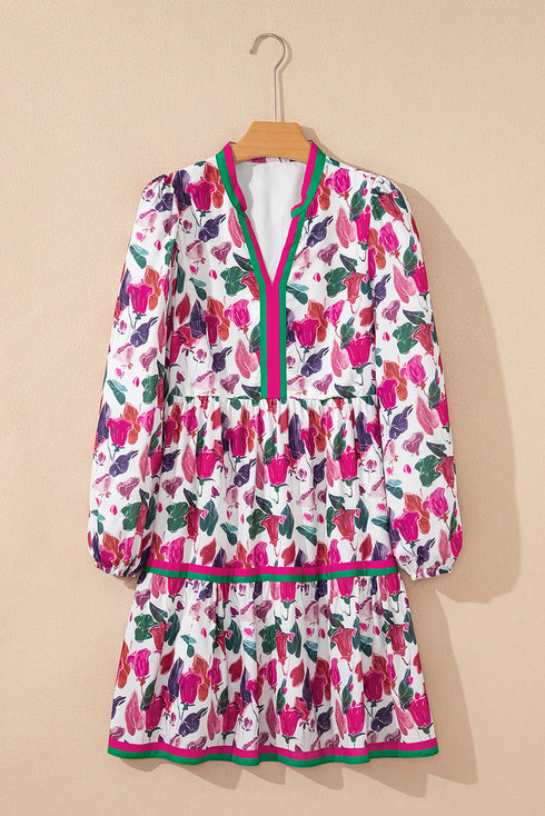 floral print long sleeve mini dress