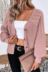 Light Pink Mixed Texture Knit Button V Neck Sweater Cardigan
