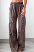 Coffee Mineral Wash Leopard Patchwork Loose Pants