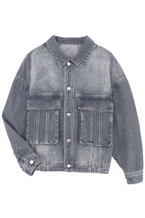 gray-chest-pockets-drop-shoulder-loose-denim-jacket