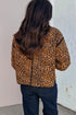 Brown Leopard Quilted Contrast Piping Jacket with Pockets