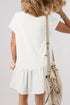 White Solid Color Cap Sleeve Drop Waist T Shirt Dress