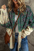 blackish-green-contrast-plaid-patchwork-chest-pocket-button-up-shacket
