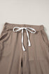 Dark Brown Drawstring Elastic Waistband Pocketed Joggers