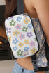 White Dainty Flower Printed Canvas Crossbody Bag