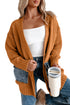 Chestnut Open Front Knitted Denim Pocket Patchwork Cardigan