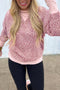 Pink Leopard Print Patchwork Crew Neck Sweatshirt