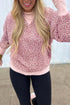 Pink Leopard Print Patchwork Crew Neck Sweatshirt