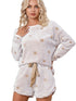 white-plush-star-pattern-long-sleeve-pullover-and-shorts-lounge-set