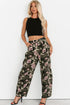 Green Camouglage Floral Print Boyfriend Casual Pants