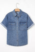 Ashleigh Blue Button Flap Pocket Cuffed Short Sleeve Denim Shirt