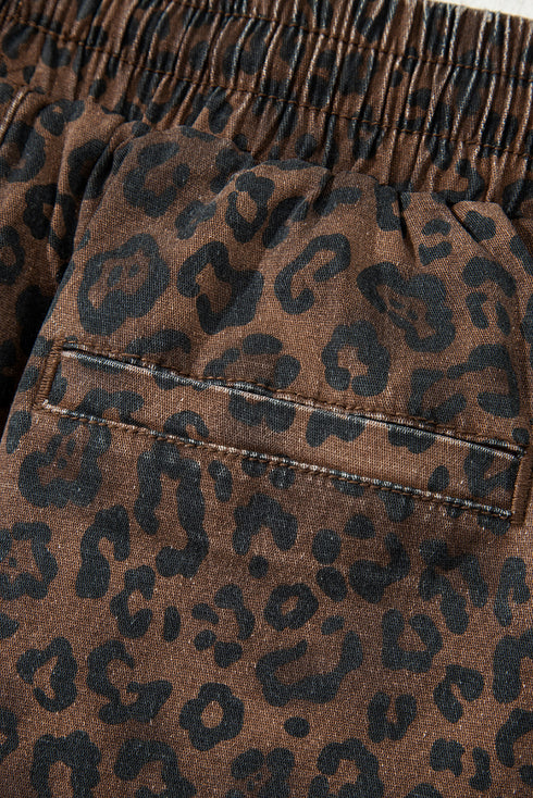leopard denim skort