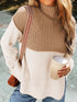 parchment-cable-knit-color-block-side-splits-high-neck-sweater
