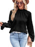 black-frilled-mock-neck-ripple-bubble-sleeve-blouse