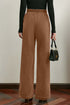 Coffee Straight Loose Drawstring Elastic High Waist Fleece Pants
